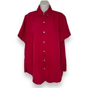 Vintage Crest McDonalds Uniform Shirt Womens Short Sleeve Red Button Down Medium